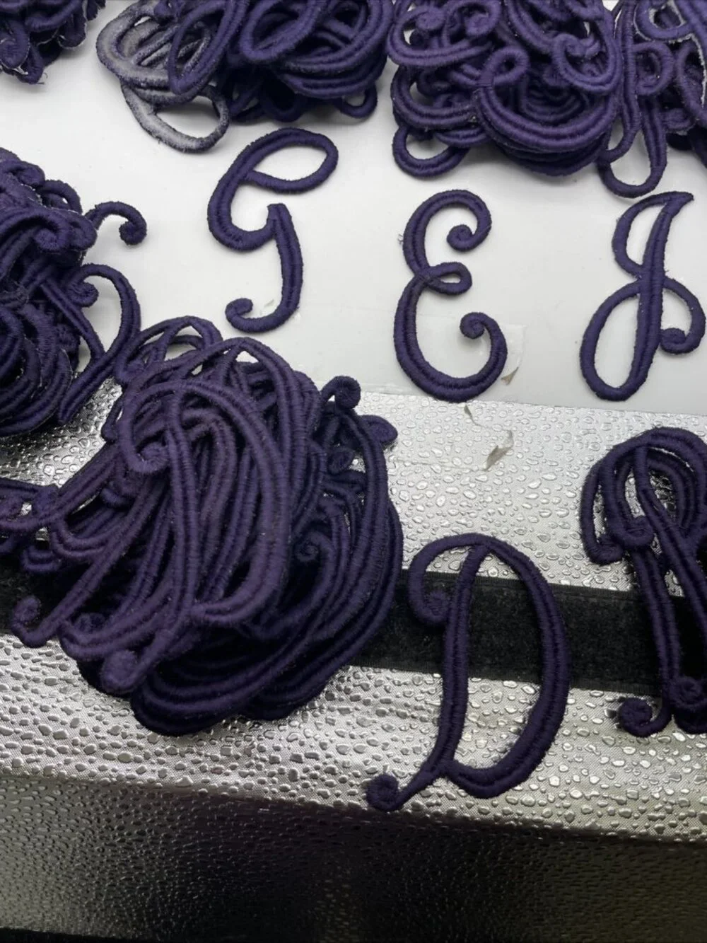 Vintage Monogram Script 3” Letters JC Nellissen Applique Patch Dark Purple Lot